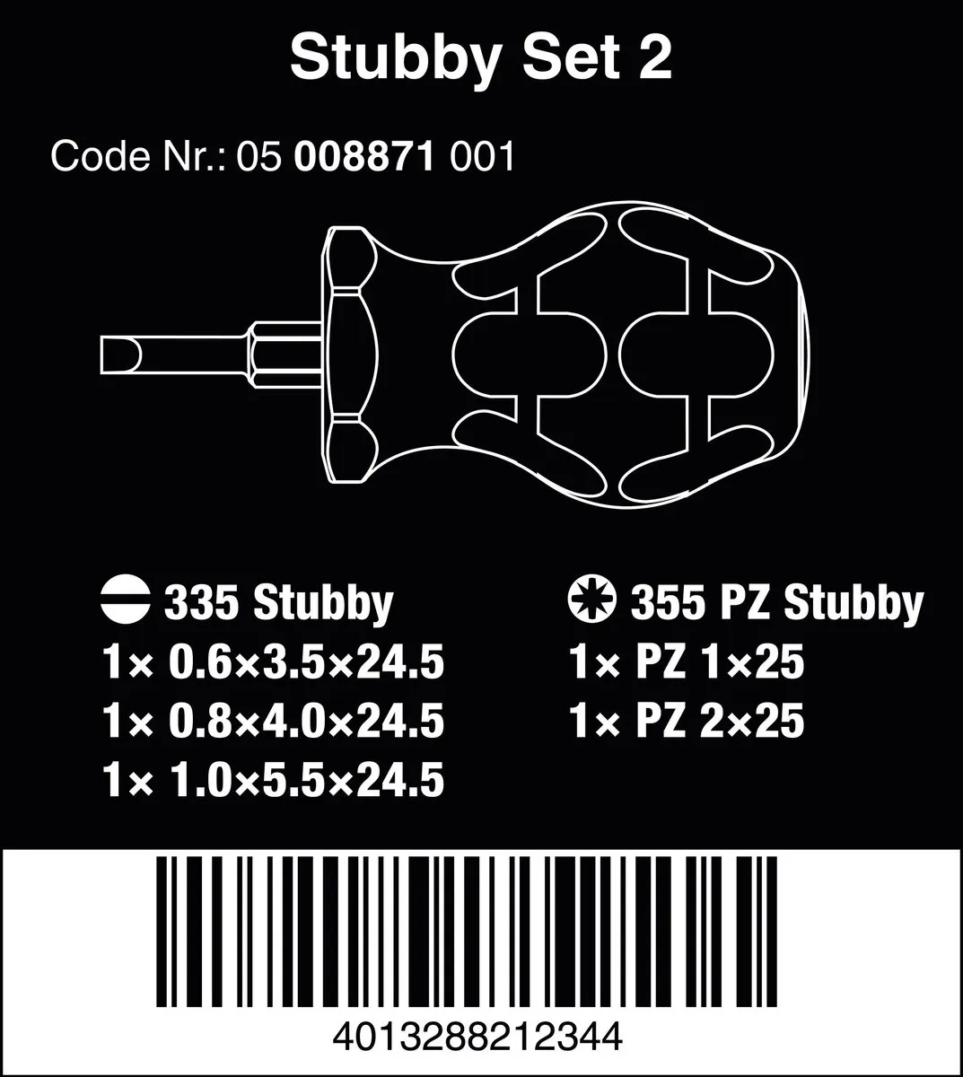 Wera 05008871001 Stubby Schroevendraaierset 5-delig