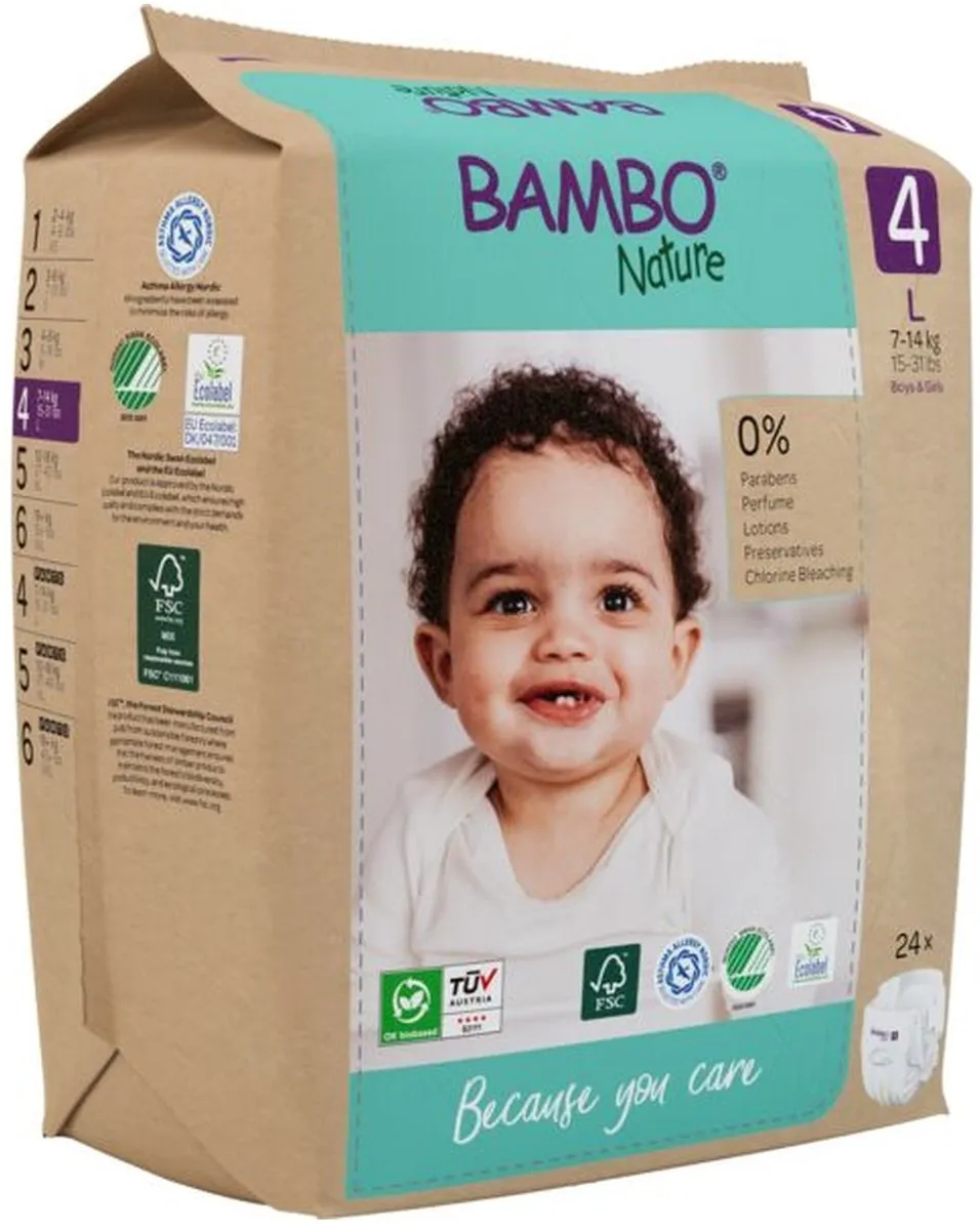 Bambo Nature Luiers Maat 4 (7-14 kg) - 24 stuks