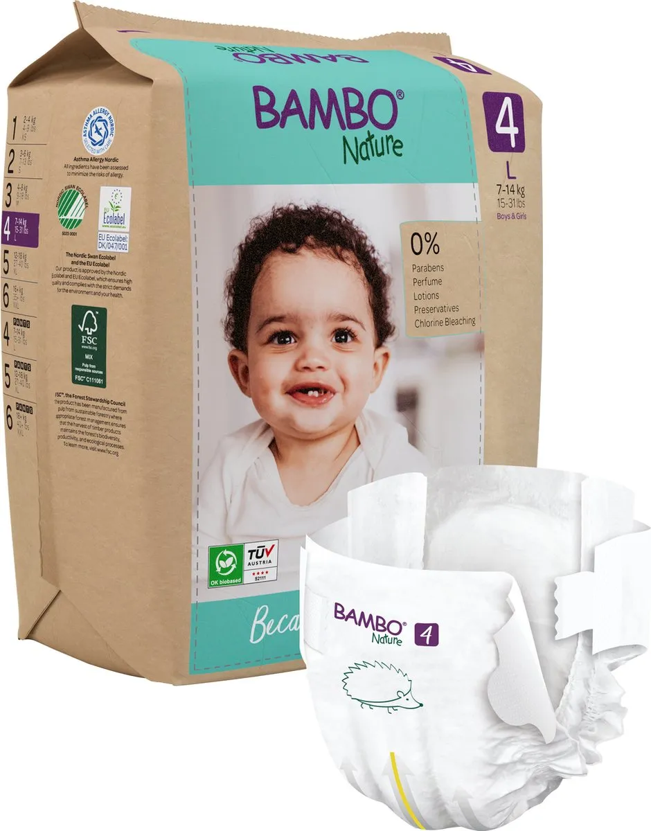 Bambo Nature Luiers Maat 4 (7-14 kg) - 24 stuks