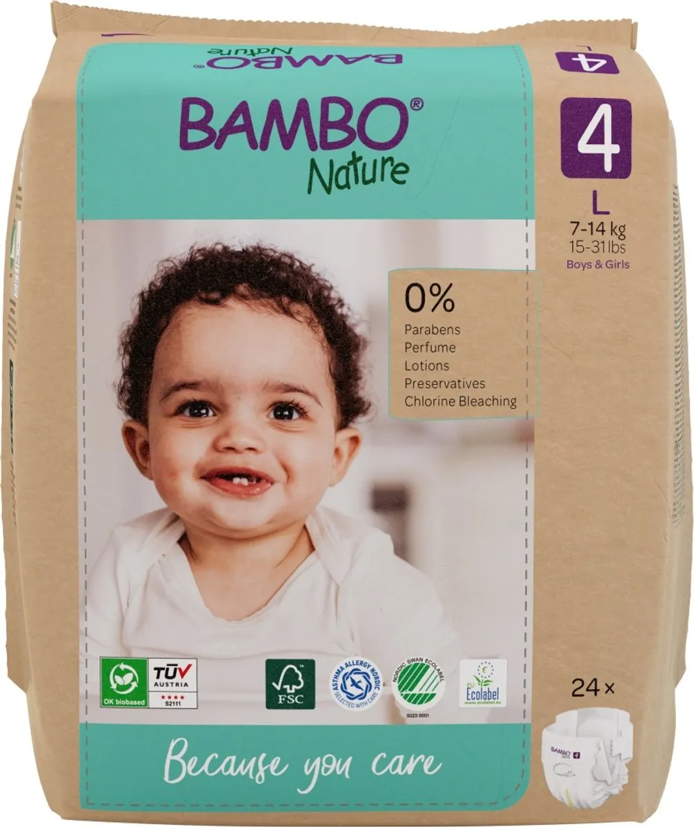 Bambo Nature Luiers Maat 4 (7-14 kg) - 24 stuks