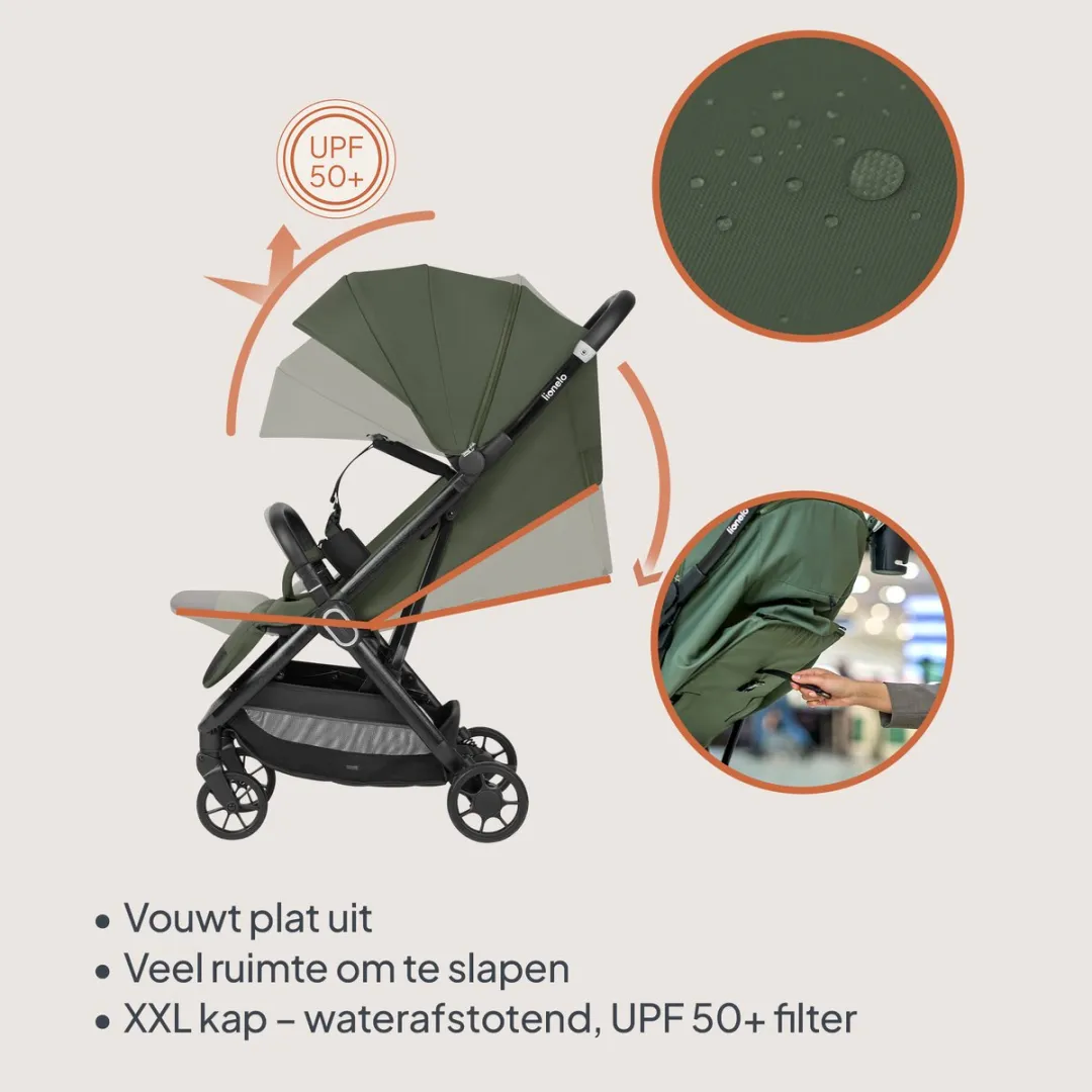 Lionelo Bess Ultra Compacte Buggy Groen - 7,5 kg - Automatisch inklapbaar