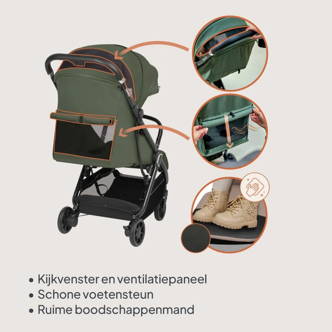 Lionelo Bess Ultra Compacte Buggy Groen - 7,5 kg - Automatisch inklapbaar
