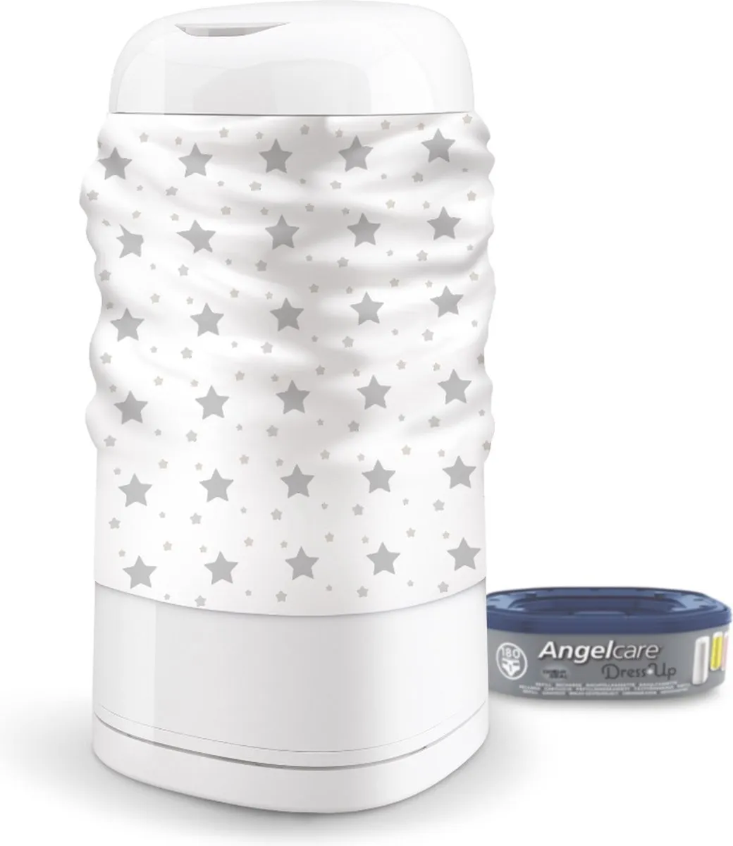 Angelcare Dress Up Grey Stars Hoes Luieremmer - Wit/Grijs
