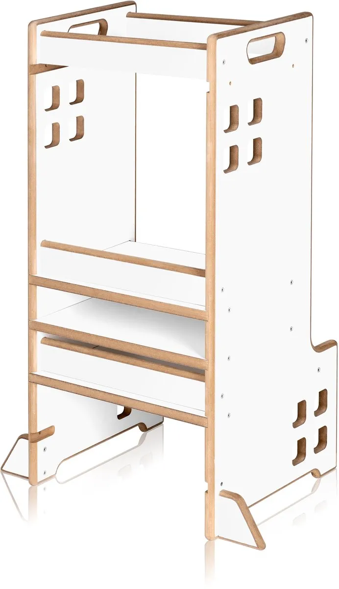 Lionelo Cass Montessori Leertoren & Boekenplank - 3 Hoogtes - Wit