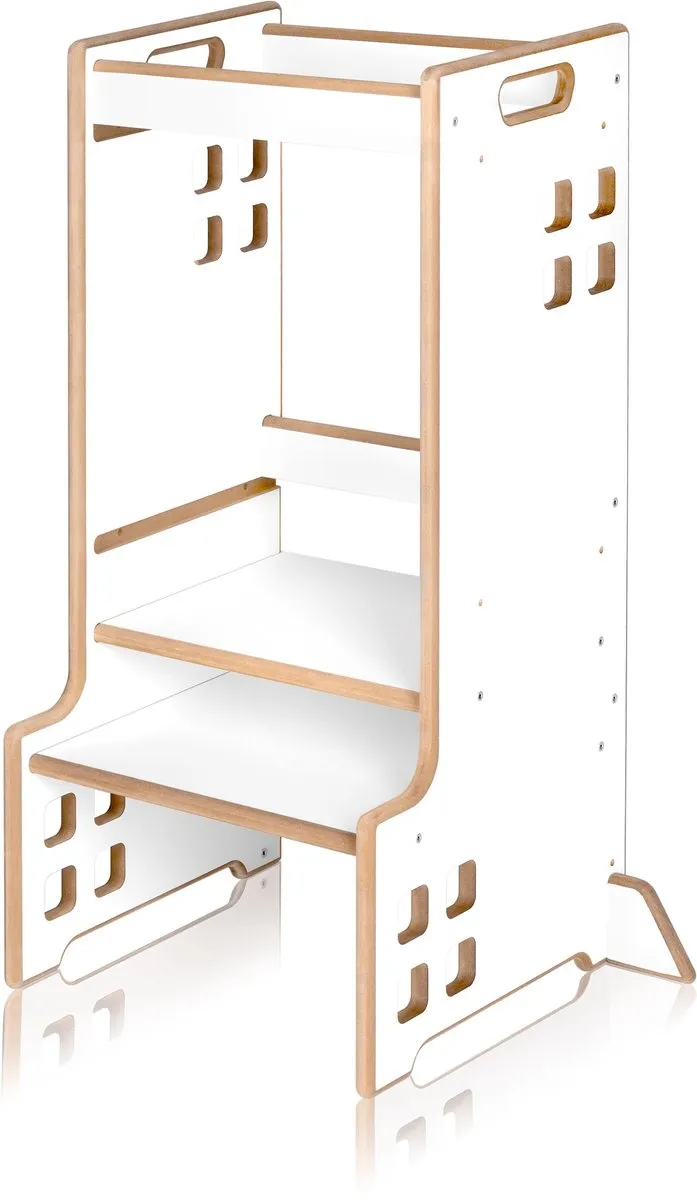 Lionelo Cass Montessori Leertoren & Boekenplank - 3 Hoogtes - Wit