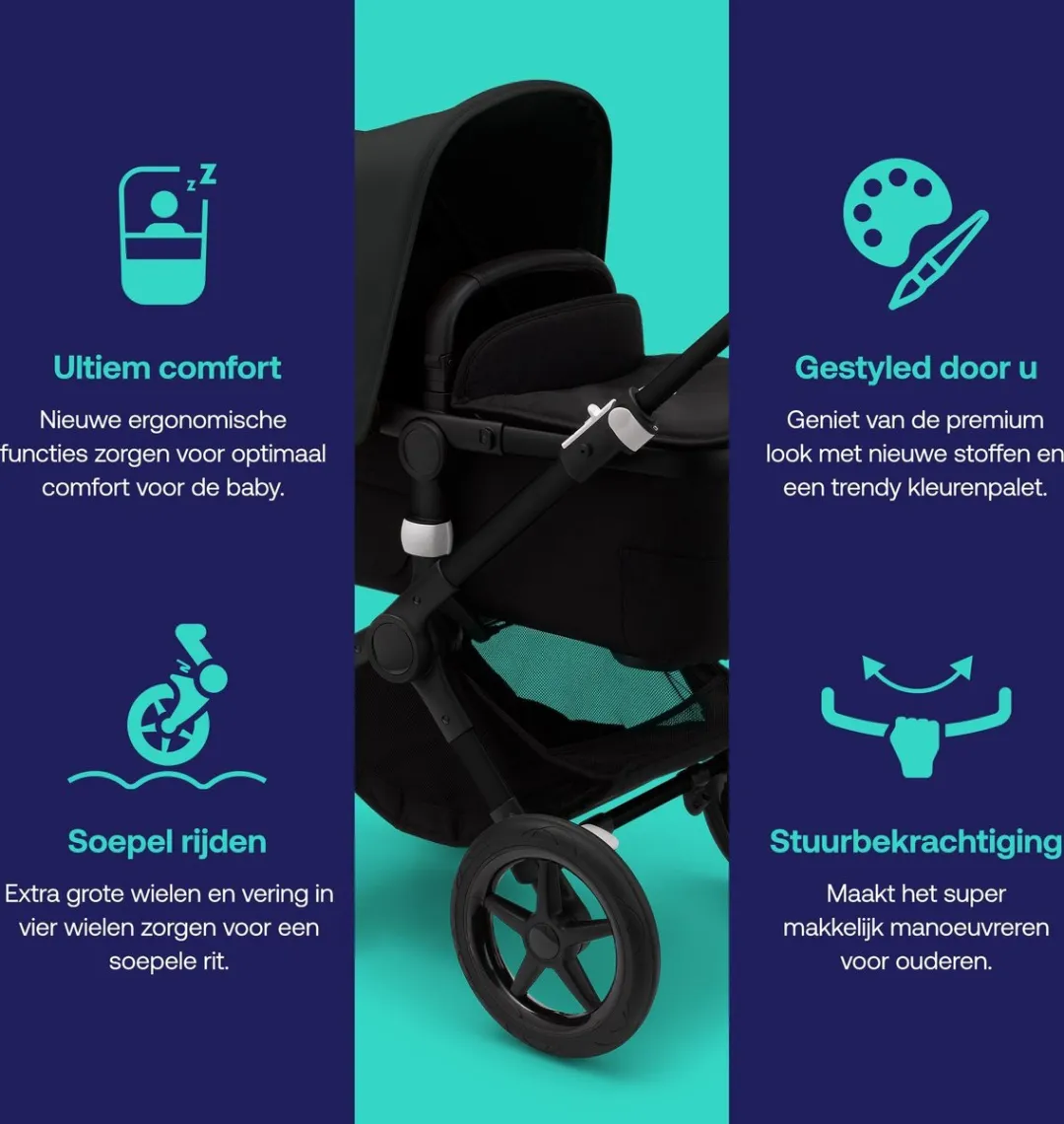 Bugaboo Fox 3 Kinderwagen - All-terrain Reiswieg Zwart