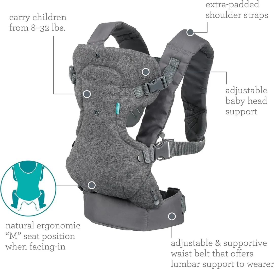 Infantino Flip Advanced 4-in-1 Draagzak 3,6-14,5kg - Grijs
