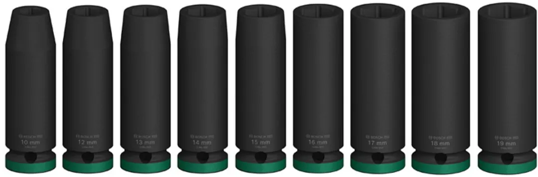 Bosch Professional PRO Slagmoerdoppenset 2608003039 - 9-delig - Groen/Zwart