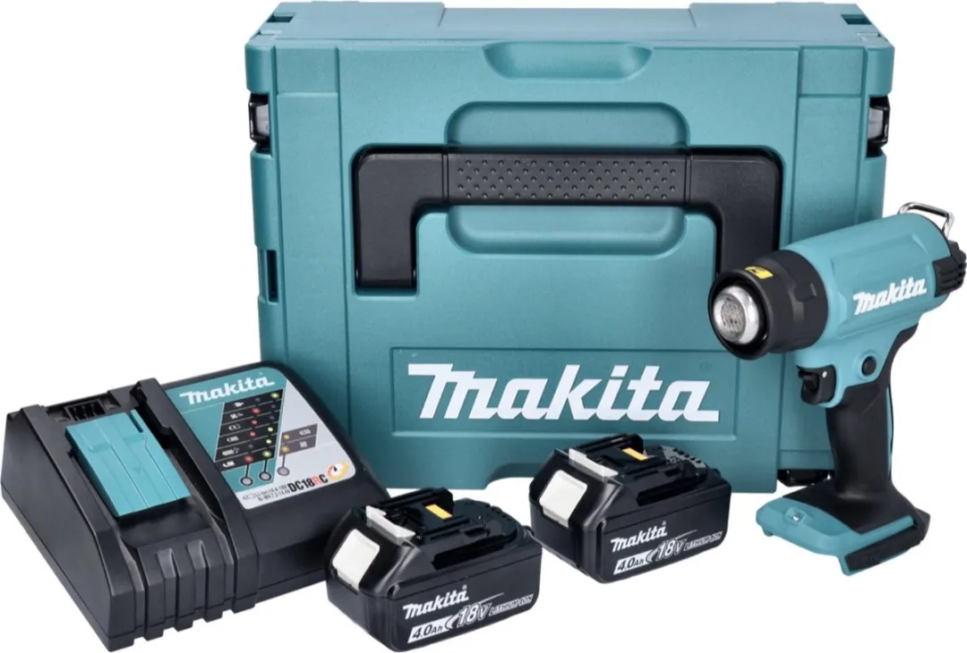 Makita DHG 180 RMJ Heteluchtpistool 18V - 2x 4.0Ah + Lader + Makpac
