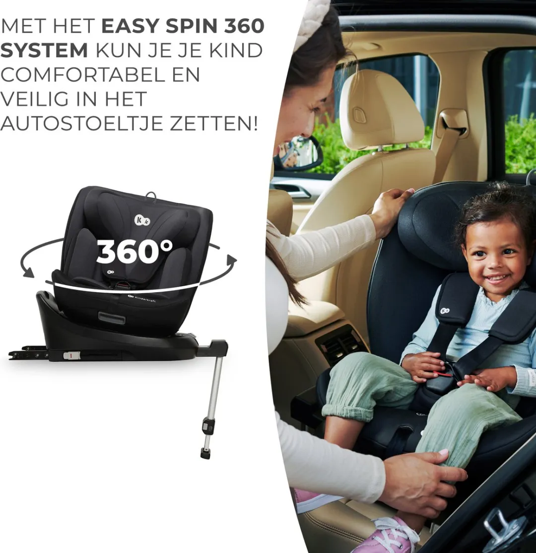 KinderKraft I-360 I-SIZE Autostoel 40-150cm - Groep 0/1/2/3 - Zwart