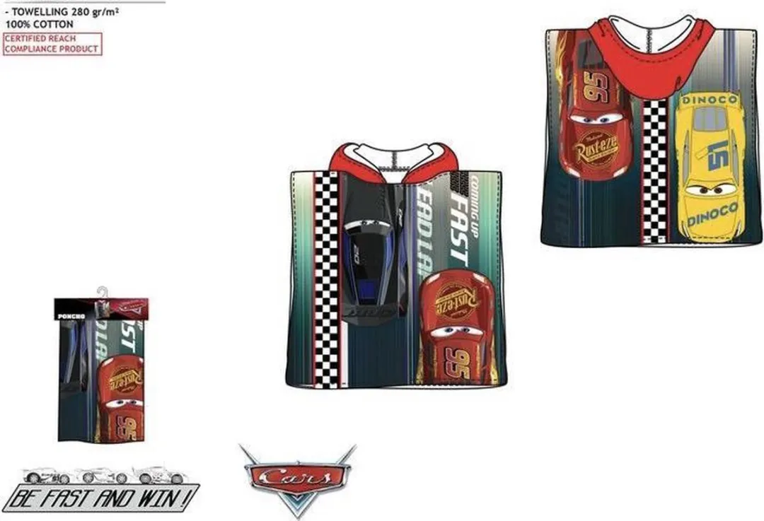 Disney Cars Poncho - One Size - 100% Katoen