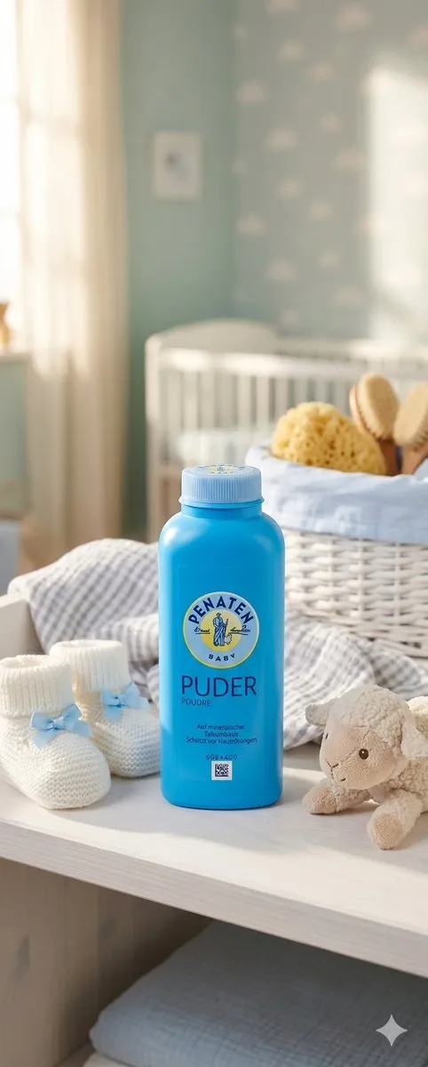 Penaten Baby - Natuurlijk babypoeder met aloë vera en vitaminen - 1 x 100 g - Beschermt de gevoelige huid - Vochtopnemend en houdt de huid droog - 99% ingrediënten van natuurlijke oorsprong met Kajal Sticker