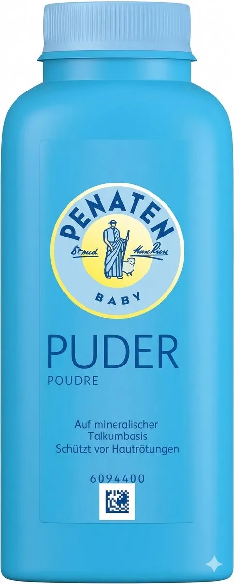 Penaten Baby - Natuurlijk babypoeder met aloë vera en vitaminen - 1 x 100 g - Beschermt de gevoelige huid - Vochtopnemend en houdt de huid droog - 99% ingrediënten van natuurlijke oorsprong met Kajal Sticker