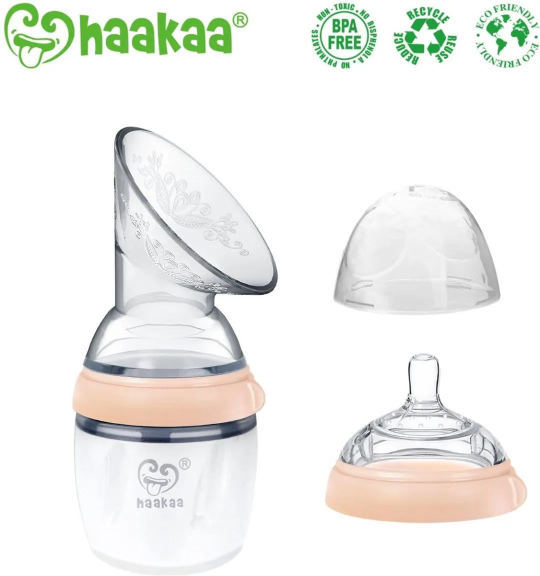 Haakaa - Borstkolf Gen 3 met flessendop Peach - 160ml