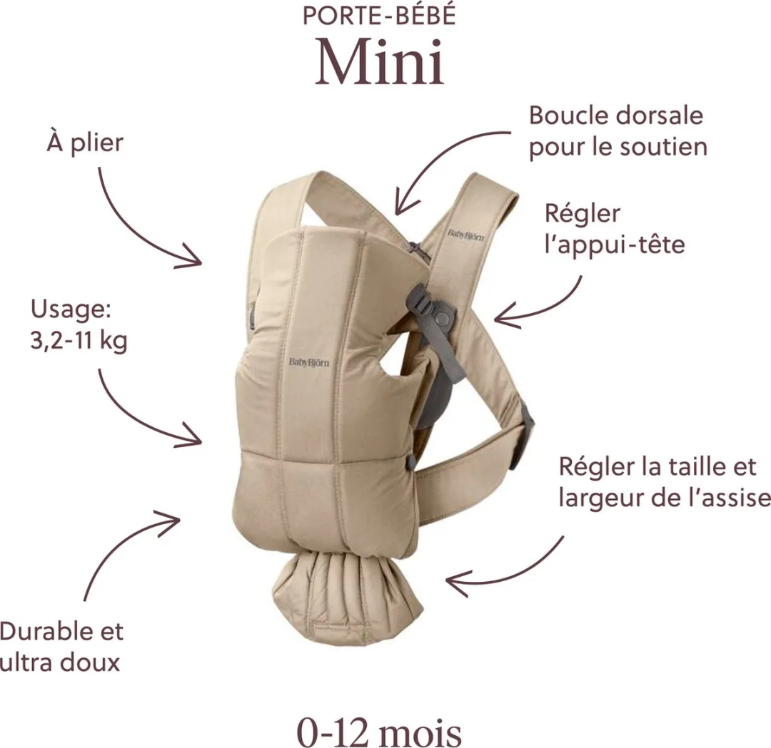 BabyBjörn Draagzak Mini - Geweven Beige - afbeelding 3 van 6