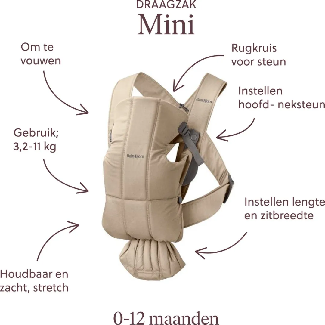BabyBjörn Draagzak Mini - Geweven Beige - afbeelding 2 van 6