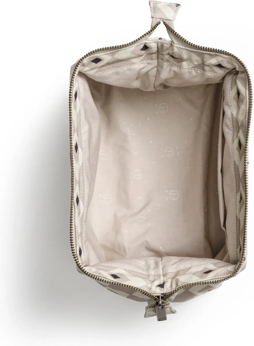 Elodie Zip&Go Toilettas Kraammand - Beige/Wit/Grijs
