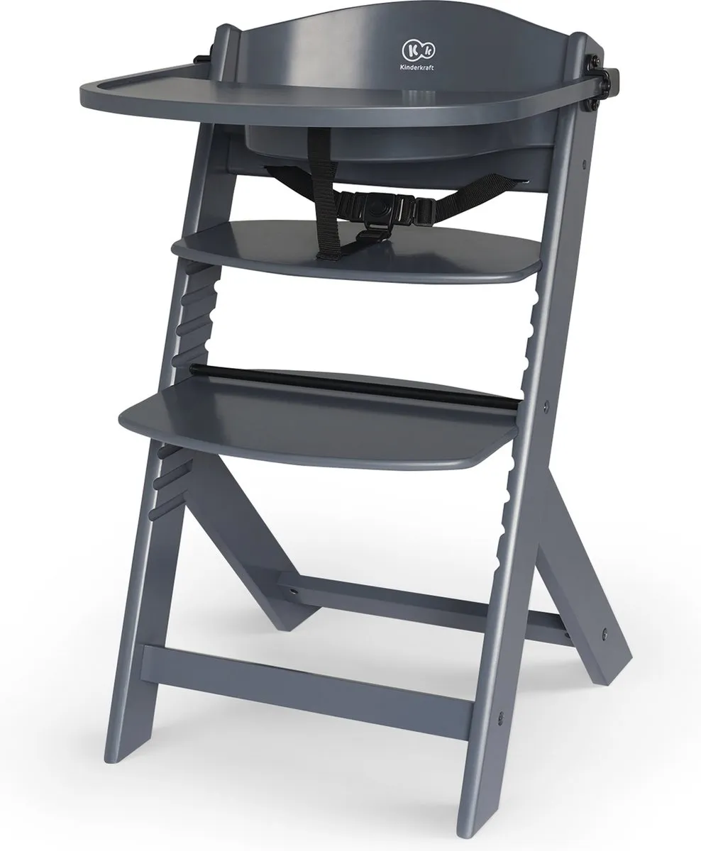 KinderKraft Enook Houten Kinderstoel 3-in-1 - Grijs
