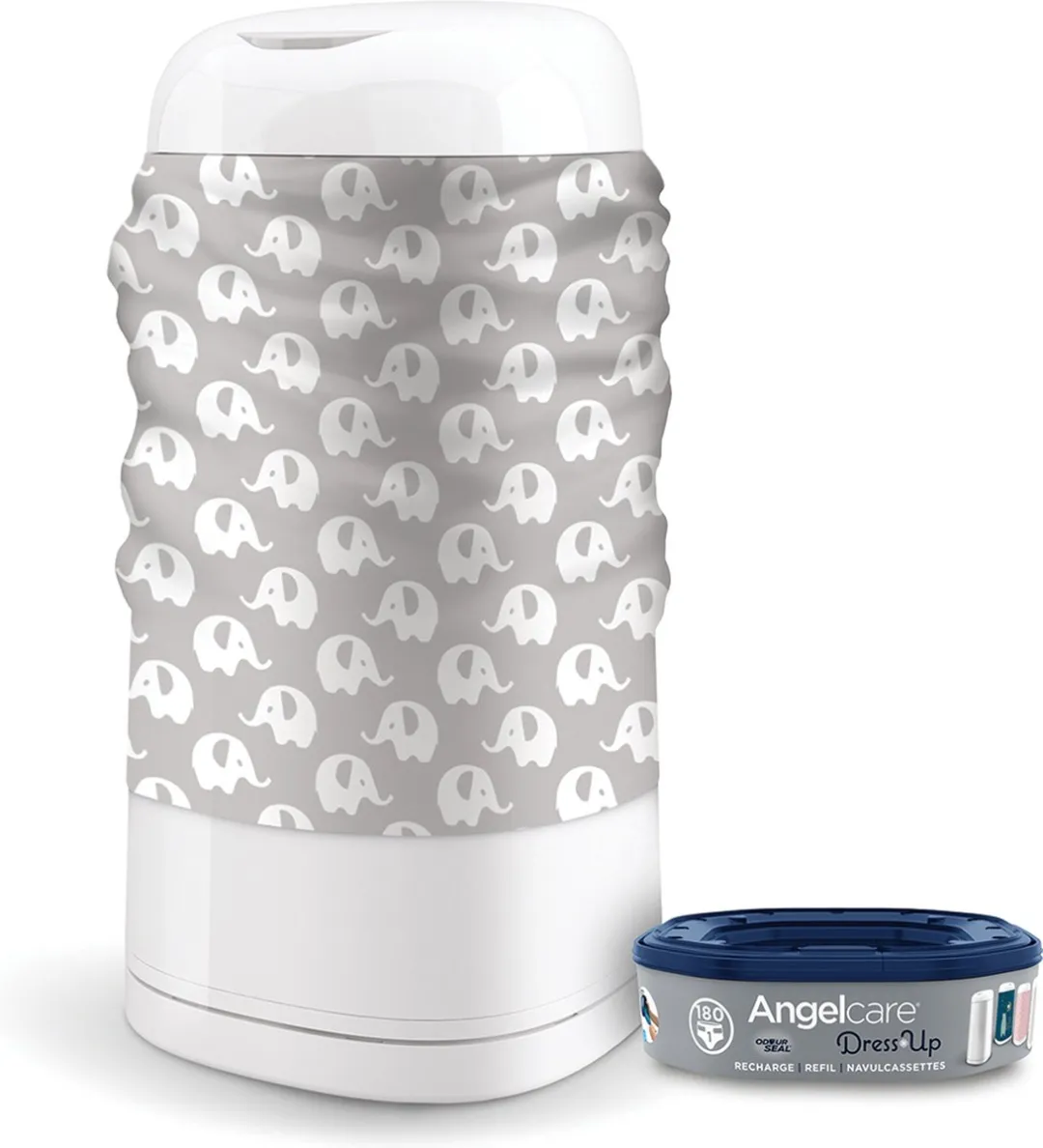 Angelcare Dress Up Grey Elephant Hoes voor Luieremmer - Grijs/Wit