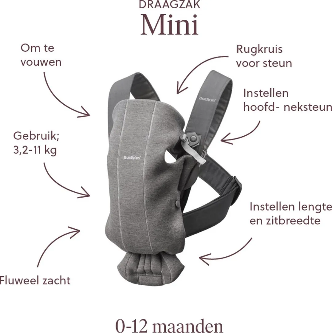 BabyBjörn Draagzak Mini 3D Jersey Donkergrijs