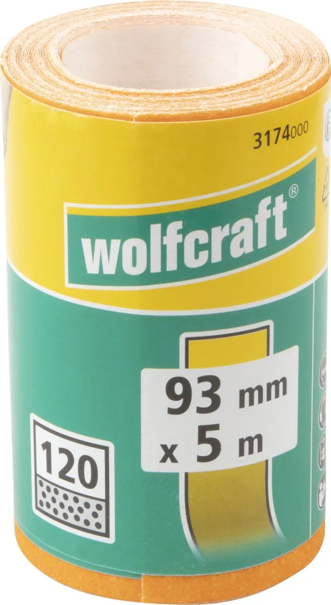 Wolfcraft Schuurpapier Korrel 120 Rol 5m x 93mm