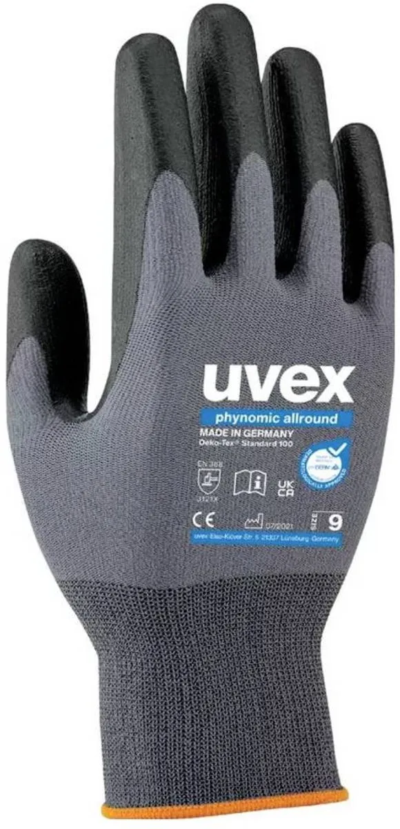 Uvex Phynomic Allround Handschoen - XL - Grijs/Zwart