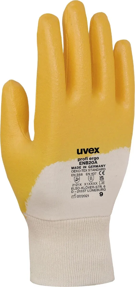 Uvex Profi Ergo ENB 20A Nitril Handschoen M - Geel