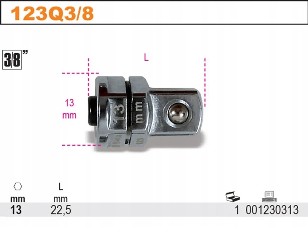 Beta Adapter Blokkeerfunctie 3/8" Dopbits