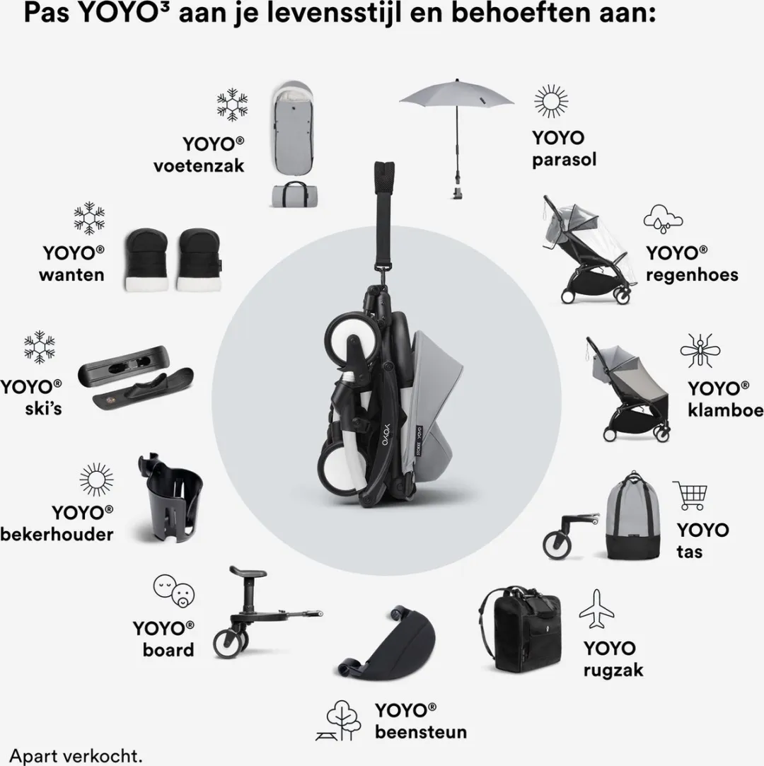 Stokke YOYO 6+ Color Pack Stone - Zitkussen met luifel