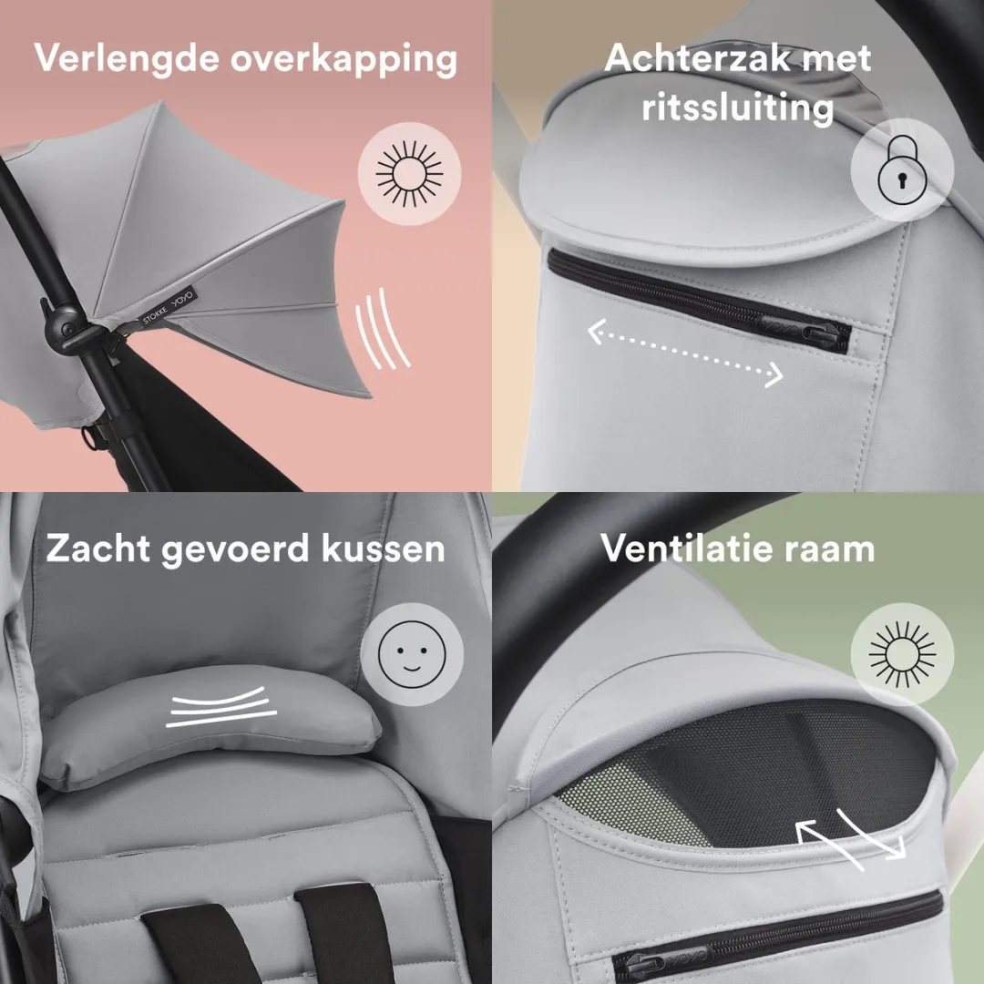 Stokke YOYO 6+ Color Pack Stone - Zitkussen met luifel