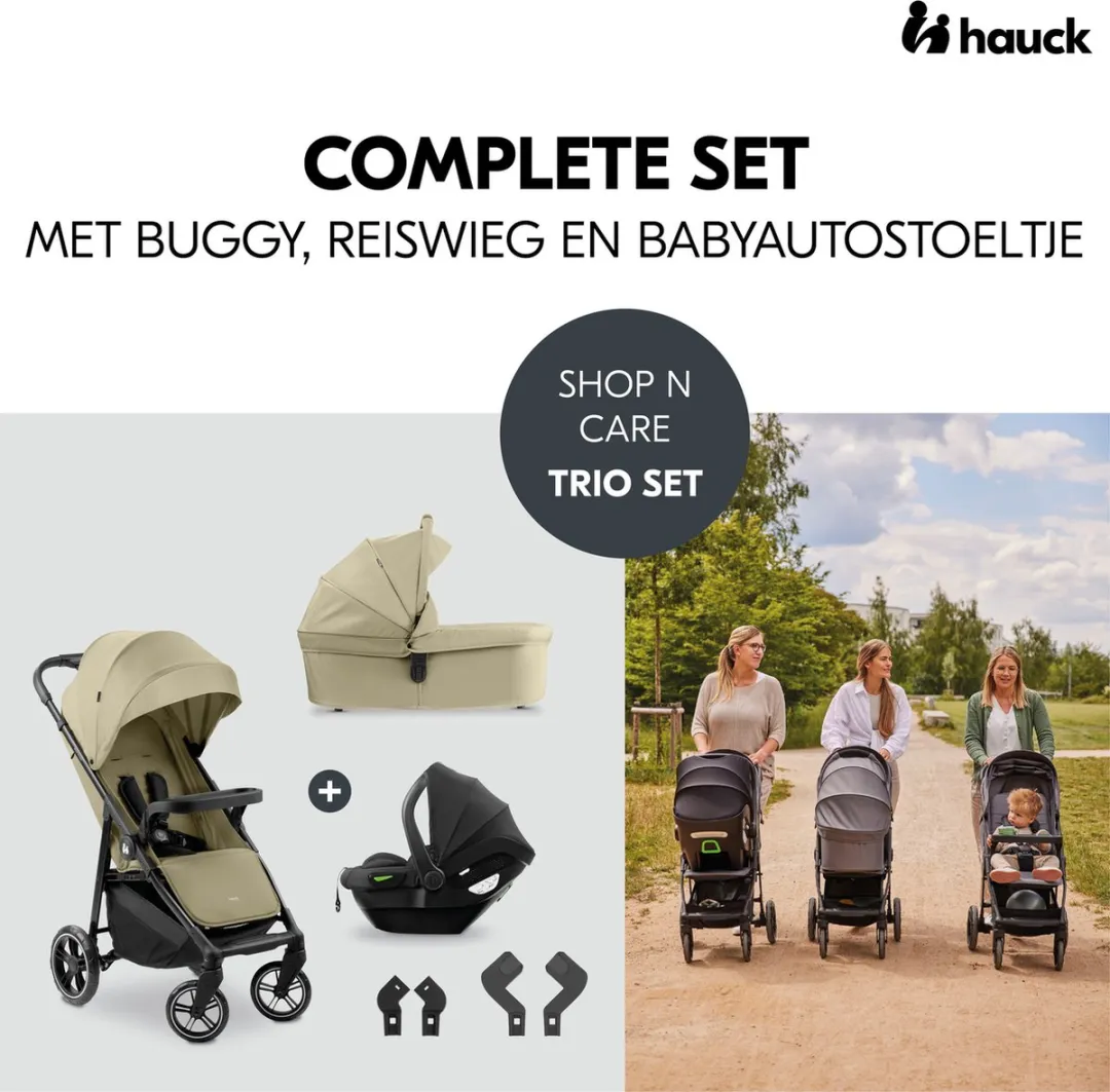 Hauck Shop N Care Trio Set - Kinderwagen Reiswieg Autostoeltje Olive - afbeelding 6 van 6