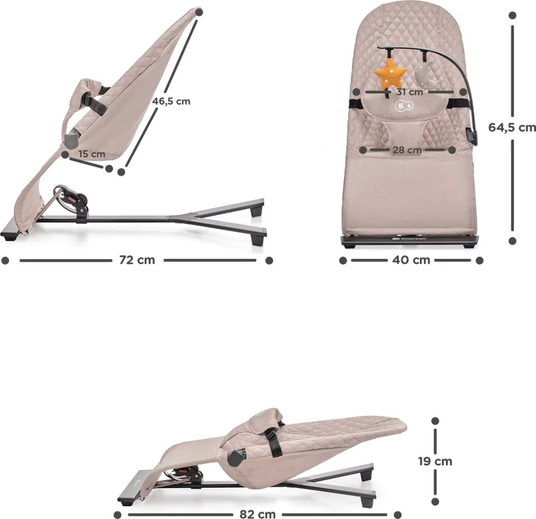 KinderKraft MIMI Babywip- en Ligstoel Beige
