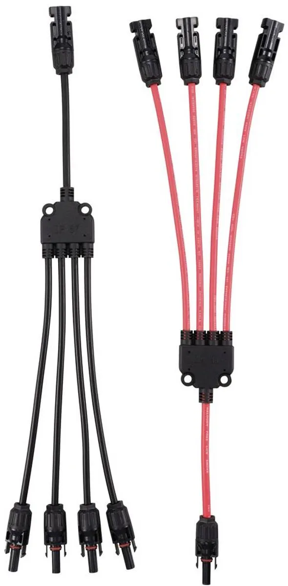 Tru Components TC-12195724 Y-verdeler PV-stekker - 8x aansluitingen - Zwart/Rood