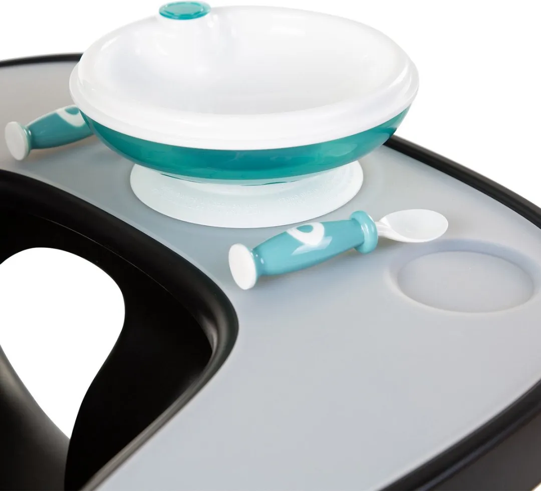 Childhome - Evolu Eettablet voor Kinderstoel - ABS - Zwart + Siliconen Placemat