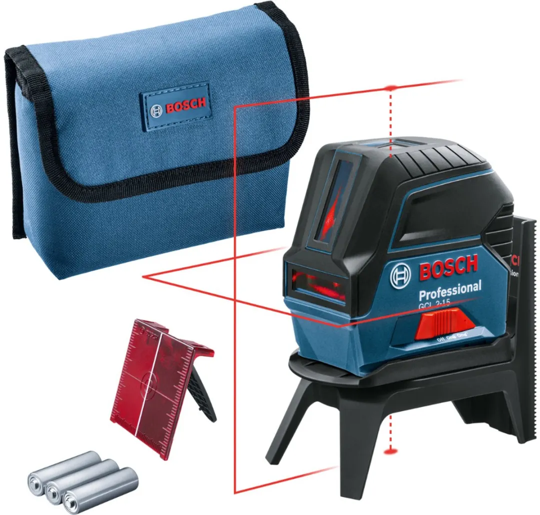 Bosch Professional GCL 2-15 Combilaser - Laserrichtbord - 3x AA Batterijen - Rood/Zwart/Blauw