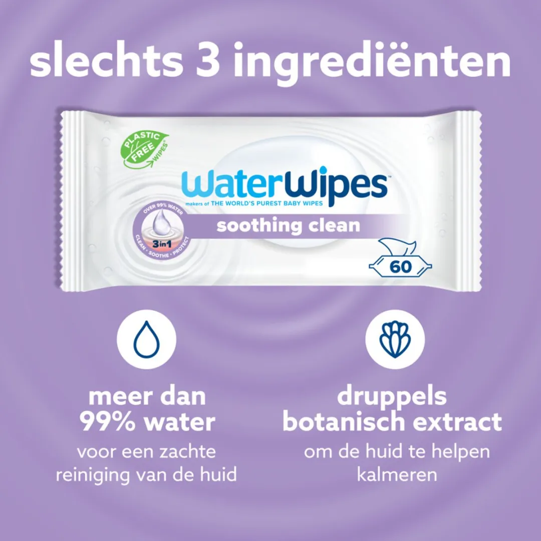 WaterWipes Soothing Clean Babydoekjes - 12 x 60 Stuks = 720 Doekjes