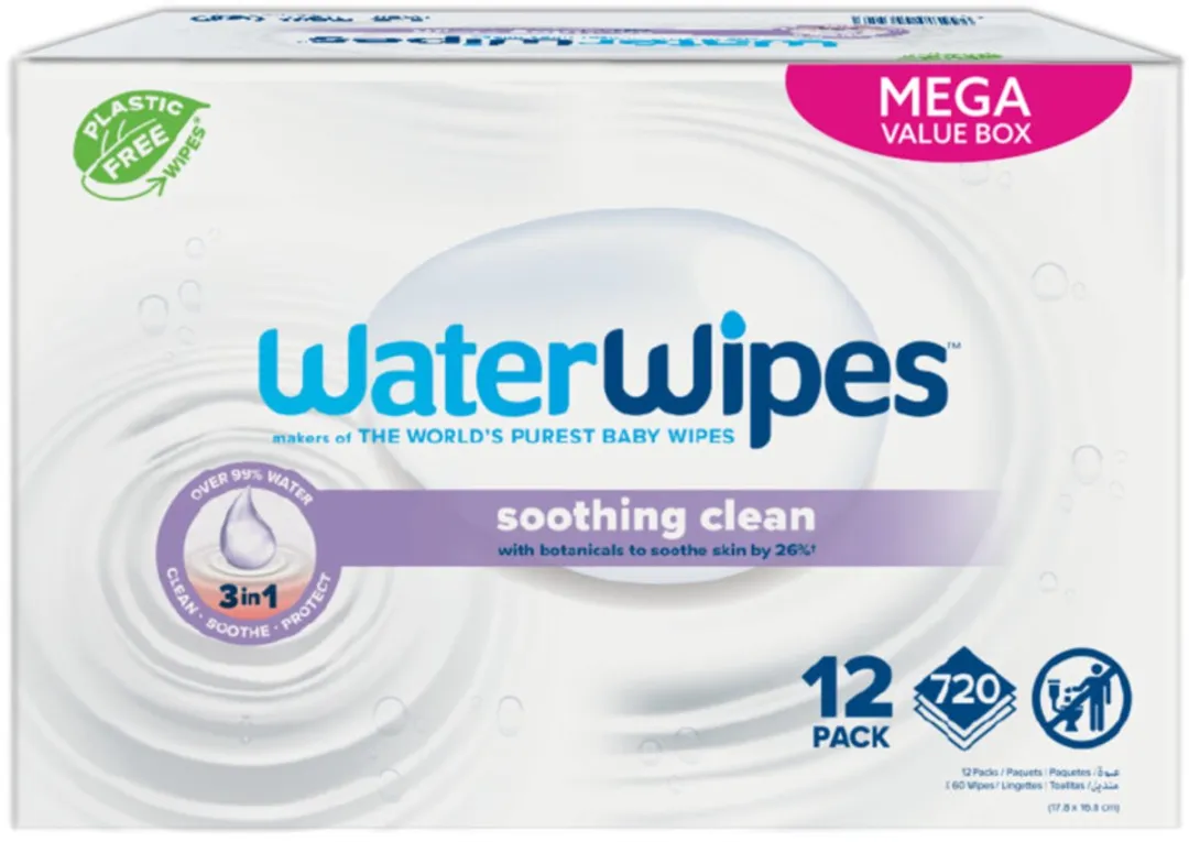 WaterWipes Soothing Clean Babydoekjes - 12 x 60 Stuks = 720 Doekjes