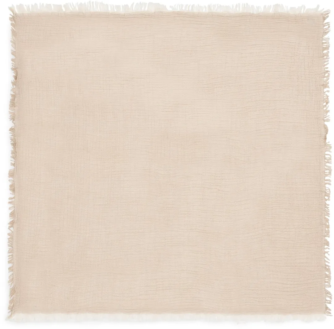 Jollein Deken Ledikant 120x120cm - Fringe Stripe Biscuit/Ivory - GOTS