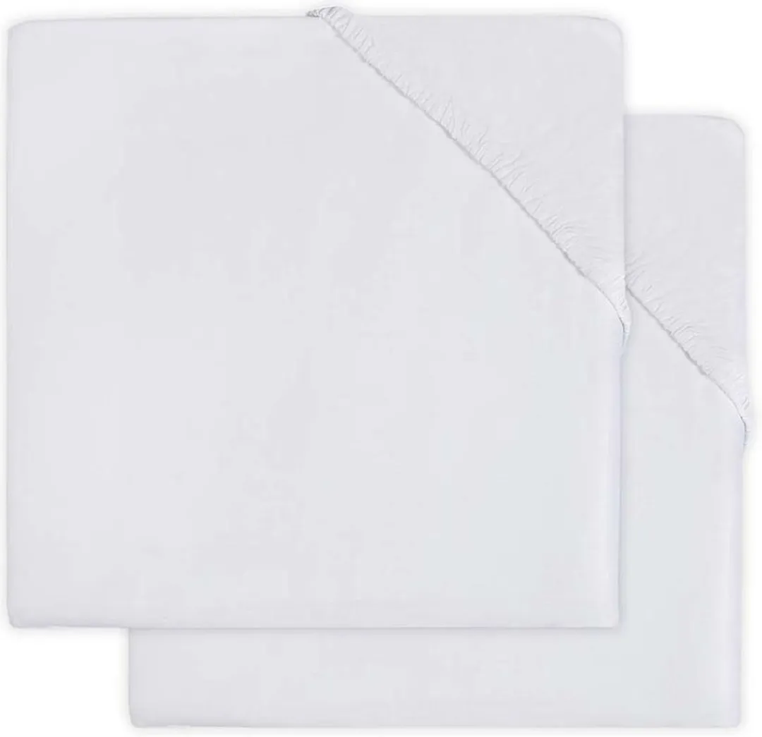 Jollein Hoeslaken Molton Ledikant 60x120cm - Wit - 2 Stuks