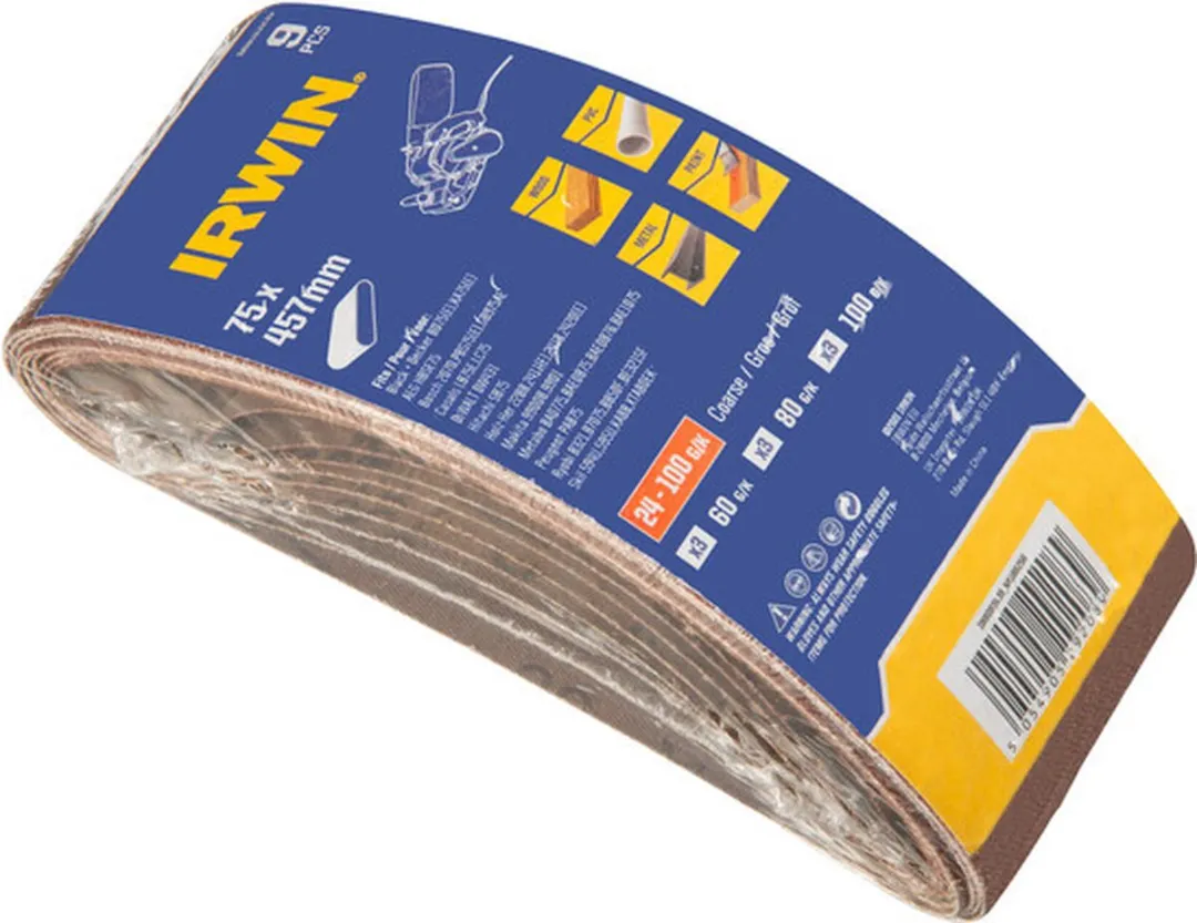 Irwin Schuurbanden Set 9 Stuks - 75x457mm - K60/K80/K100