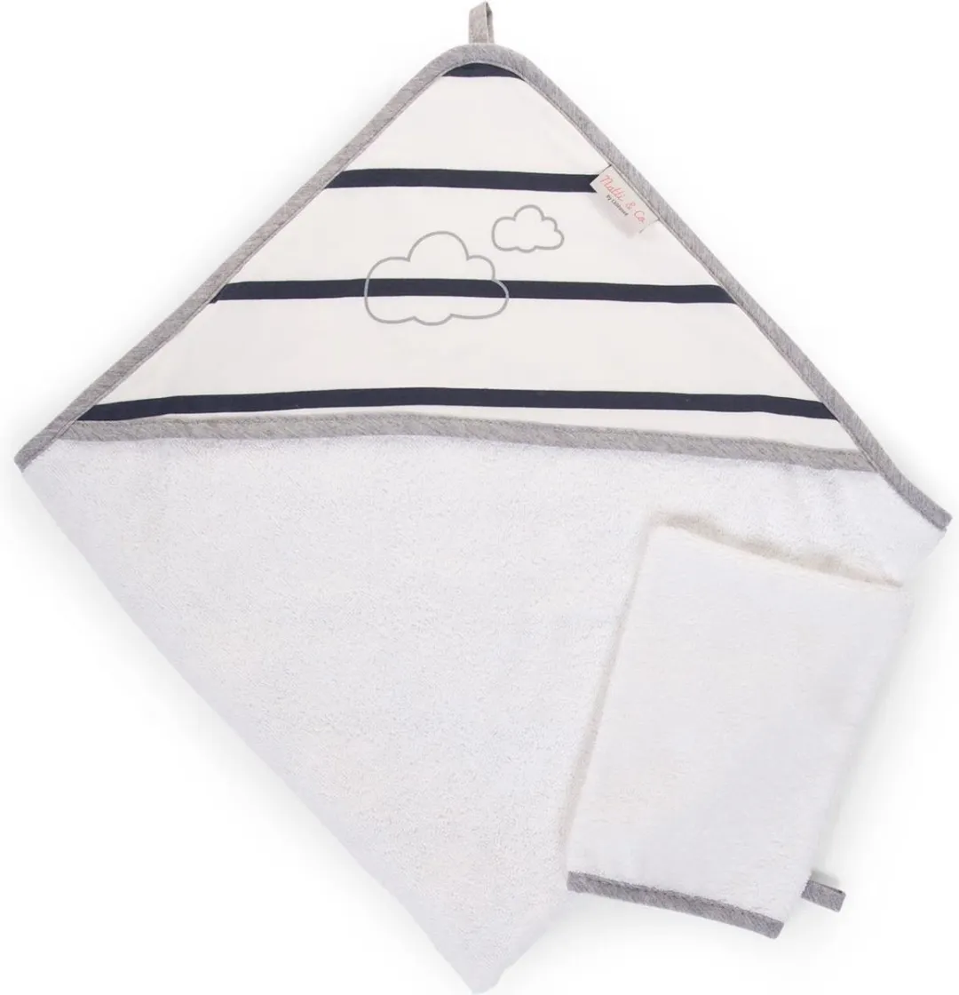Childhome Baby Badcape & Washandje 80x80cm - Marin