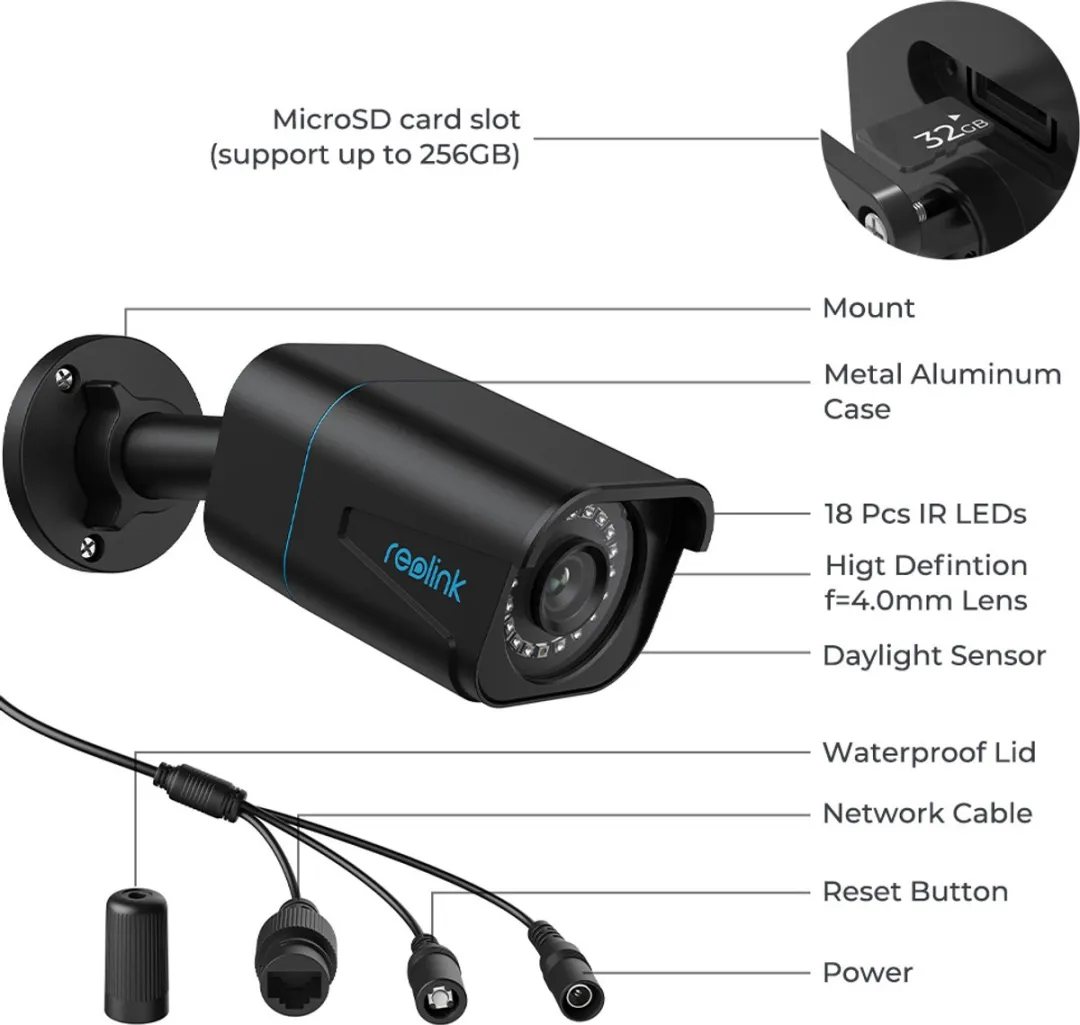 Reolink RLC-810A 4K PoE Beveiligingscamera - Zwart