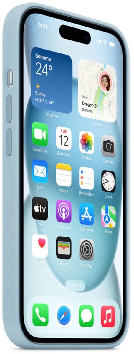 Apple iPhone 15 Silicone Backcover MWND3ZM/A - Lichtblauw