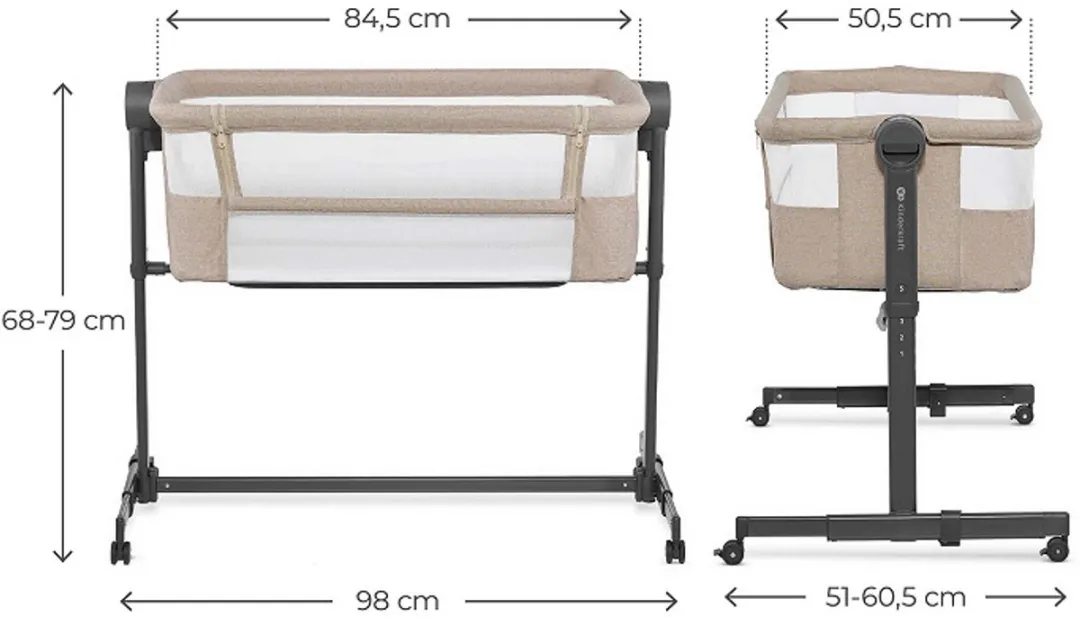 KinderKraft NESTEE UP 2 Bijzetbed - Co-sleeper 2-in-1 - Beige
