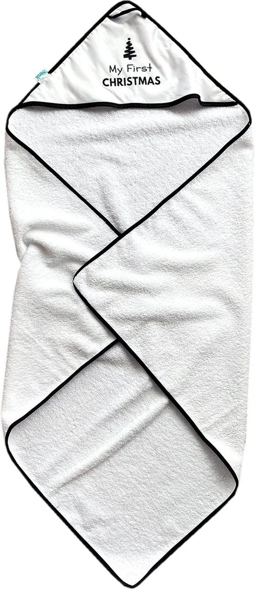 BINK Bedding Badcape My First Christmas Zwart Wit - 75x75cm