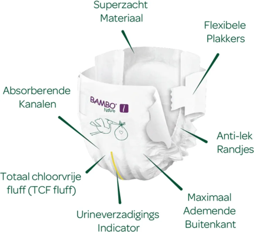 BAMBO Nature Luiers Maat 1 XS 2-4kg - 22 Stuks