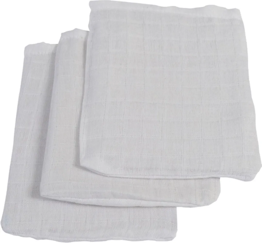 Jollein Hydrofiel Washandje Wit - 3 Stuks