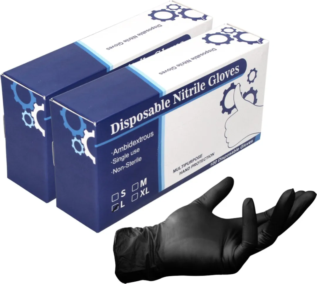 Toolbrothers Nitril Handschoenen Dispenserdoos 200 Stuks L - Zwart