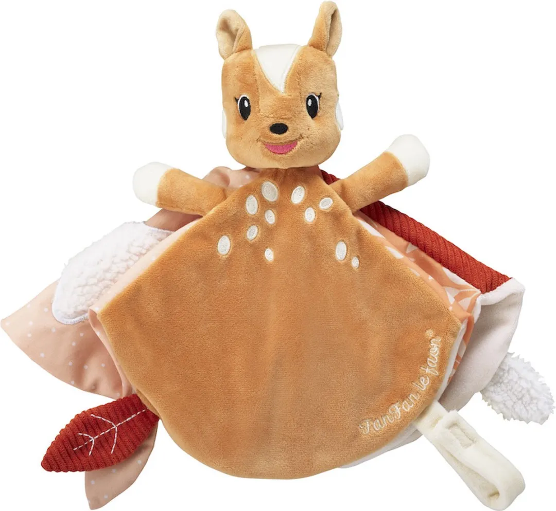 Sophie de Giraf Fanfan Knuffeldoekje 15x15cm - Bruin/Rood/Roz