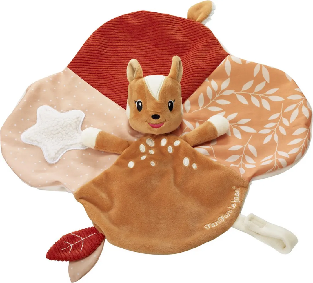 Sophie de Giraf Fanfan Knuffeldoekje 15x15cm - Bruin/Rood/Roz